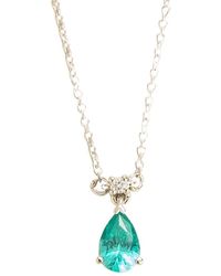 Juvetti - Ori Small Pendant Necklace Paraiba Sapphire & Diamond Set In White Gold - Lyst