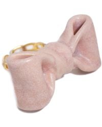 H2 Studio - Bowtie Maniac Large Ceramic Bowtie Plated Brass Ring Rose Rock - Lyst