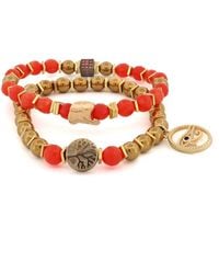 Ebru Jewelry - Carnelian Stone Beaded Ra & Elephant Charm Bracelet Set - Lyst