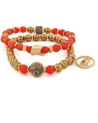 Ebru Jewelry - Carnelian Stone Beaded Ra & Elephant Charm Bracelet Set - Lyst