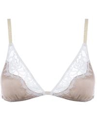 SAETA Paris - Neutrals Silk & Cotton Lace Bra - Lyst