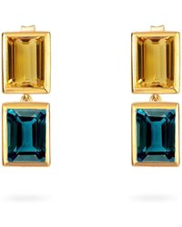 Augustine Jewels - Citrine And Topaz Two Drop Earrings - Lyst