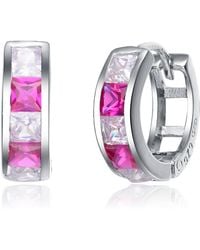 Genevive Jewelry - Sterling Plated With Cubic Zirconia Small Hoop Earrings - Lyst