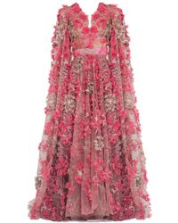 MATSOUR'I - Dress Hortensia With Detachable Sleeves Coral Midi - Lyst