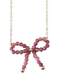 Herself Collections - Tourmaline Bow Charm Necklace - Lyst