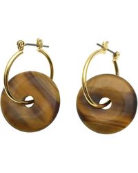 Farra - Round Tiger Eye Stones Clip On Earrings - Lyst
