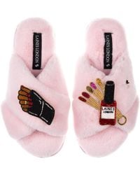 Laines London - Classic Laines Slippers With Cocoa Nail Tech Brooches - Lyst