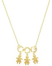 Unaloe - Vermeil Necklace With Three Child Silhouette Charms – Hammered Personalised Family Keepsake Pendant Jewellery For - Lyst