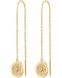 Scream Pretty - Delicate Threader Earrings With Evil Eye Charm - Lyst