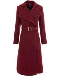 AVENUE No.29 - Double Breasted Midi Length Wool Coat With Belt - Lyst