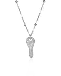 Spero London - Key Pendant Necklace With Beaded Chain Sterling - Lyst
