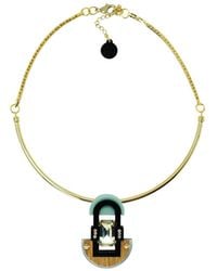 Gissa Bicalho - Handmade Acrylic Necklace Pendant Deco Mirror Rectangular Stone Cream - Lyst