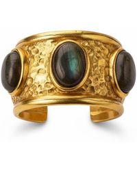 Silver & Elegant Co. - Obsidian Oracle Three Stone Thick Plated Bronze Ring - Lyst