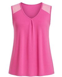 Conquista - V Neck Pleat Detail Top - Lyst