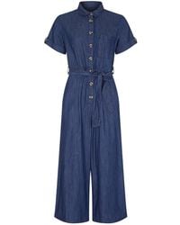 Yumi' - Button Denim Jumpsuit - Lyst