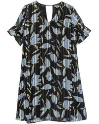 Niza - Short Dress With Long Sleeves And V-neckline - Lyst