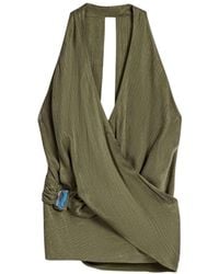 Nocturne - Neutrals Asymmetric Halter Wrap Top - Lyst