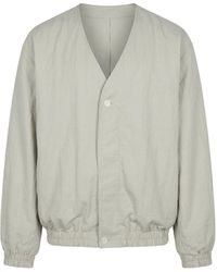 Modenaire - Neutrals Collarless Bomber Jacket Relaxed Fit Soft Structure - Lyst