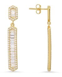 Kylie Harper - Baguette Diamond Cz Dangling Bar Earrings - Lyst