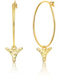 Genevive Jewelry - Rachel Glauber Colored Cubic Zirconia Triangle Hoop Earrings - Lyst