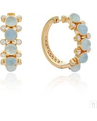 The Jewelz - Bloom Cab Aquamarine Huggies Earring - Lyst