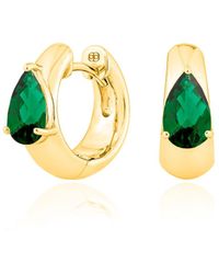 SALLY SKOUFIS - Pure Alchemy Petite Hoops With Made Emeralds - Lyst