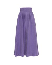 Julia Allert - Wide Cupro Culottes With Elastic Waist Violet - Lyst