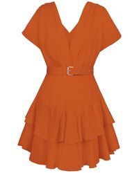 ALINA CERNĂTESCU - Oasis Linen Bamboo Holiday And Cocktail Midi Dress With Textile Belt - Lyst