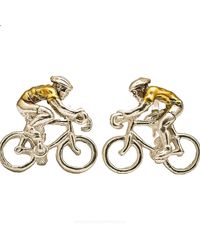 Simon Kemp Jewellers - Cyclist Cufflinks In. Eighteen Carat On Solid Sterling - Lyst