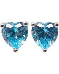 Harfi - Aquamarine Heart Sterling Stud Gemstone Earrings - Lyst