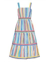 Yumi' - Multicolour Stripe Cotton Midi Sun Dress - Lyst