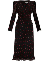 Nissa - Rose-Print Viscose Midi Dress - Lyst