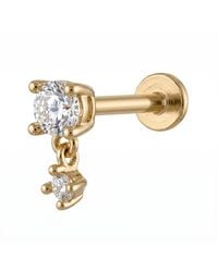 Zahav Jewelry - 14K Solid 18G 8Mm Cz Dangle Internally Threaded Flat Back Stud - Lyst