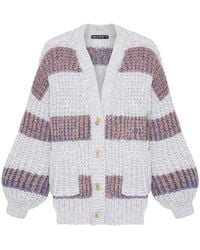 Cara & The Sky - Olivia Stripe Button Oversized Cardigan - Lyst