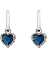 LÁTELITA London - Cupids Sparkle Sapphire Heart Drop Earrings Silver - Lyst