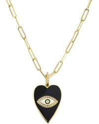 KAMARIA - Enamel Heart & Evil Eye Necklace With Diamonds - Lyst
