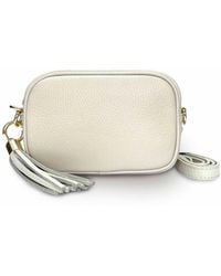 Apatchy London - Neutrals The Mini Tassel Stone Leather Phone Bag - Lyst