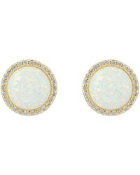 LÁTELITA London - White / Neutrals / Gold Large Sparkling Halo Opal Stud Earrings Gold - Lyst