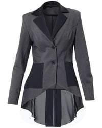 Metamorph - Asymmetric Blazer With Chiffon - Lyst