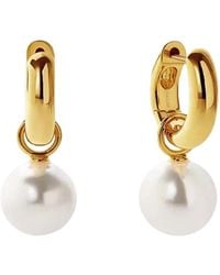 Nazzar - Pearl Charm Dangle Hoop Earrings - Lyst