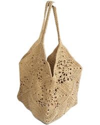 Springmoonatelier - Neutrals Handmade Straw Tote Bag – A Unique Summer Bag - Lyst