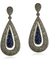 Artisan - Blue Sapphire & Diamond Pave In 14k Gold With Silver Drop Vintage Dangle Earrings - Lyst