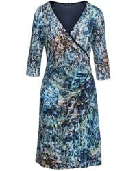Conquista - Print Jersey Faux Wrap Dress - Lyst