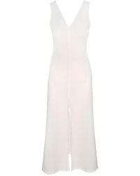 Haris Cotton - Maxi Linen Dress With V Neck - Lyst