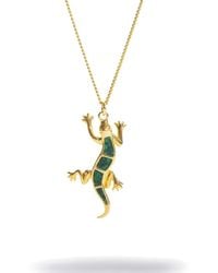 Ebru Jewelry - Lucky Gecko Malachite Inlay Pendant Necklace - Lyst