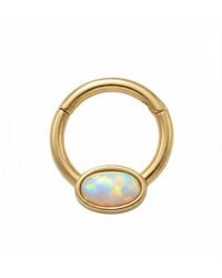 Zahav Jewelry - 10K Solid 16G 8Mm Oval Opal Clicker Hoop - Lyst