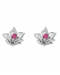 Harfi - Ruby July Birthstone Larkspur Birthflower Sterling Stud Earrings - Lyst