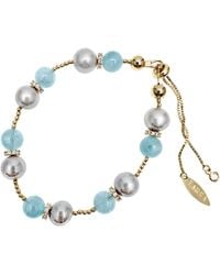 Farra - Aquamarine With Gay Freshwater Pearls Adjustable Bracelet - Lyst