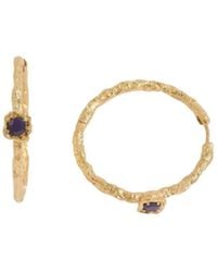 Claire Hill Designs - Lapis Lazuli Lichen Branch Large Hoops - Lyst