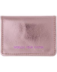 VIDA VIDA - Worlds Your Oyster Metallic Pink Leather Travel Card Holder - Lyst